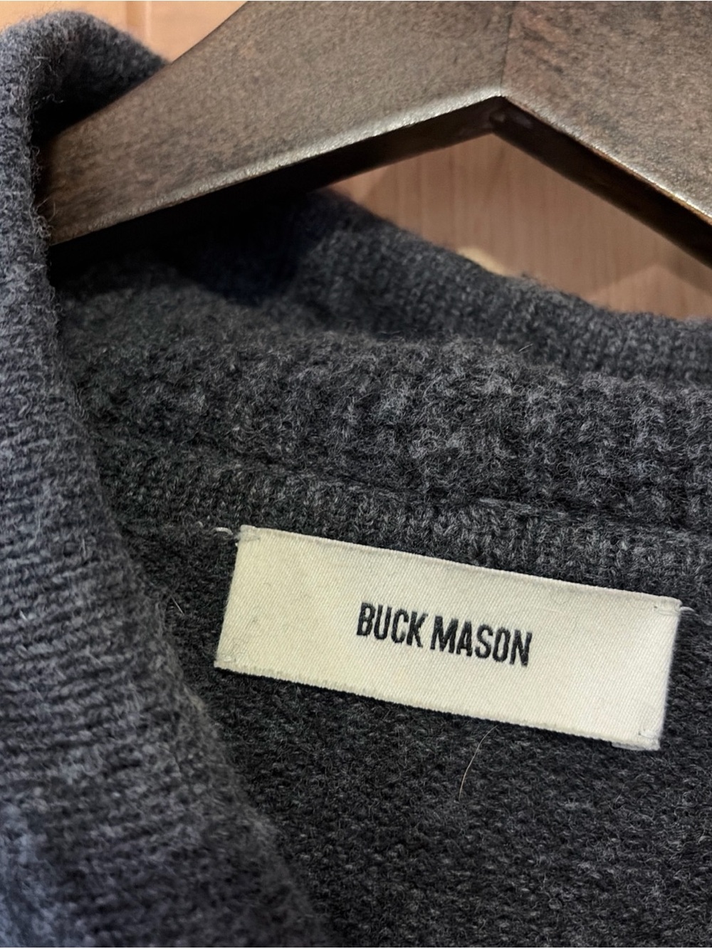 Buck Mason Wool Cashmere Blend Charcoal Loopback Hoodie Sweatshirt XL Luxury - Picture 7 of 11